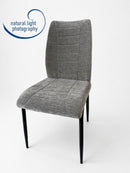 Set Of 2 Anna Upholstered Dining Chairs Black Metal Legs,Light Grey Fabric-CH79LG - Aspect Furniture Store