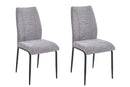 Set Of 2 Anna Upholstered Dining Chairs Black Metal Legs,Light Grey Fabric-CH79LG - Aspect Furniture Store