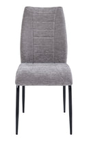 Set Of 2 Anna Upholstered Dining Chairs Black Metal Legs,Light Grey Fabric-CH79LG - Aspect Furniture Store
