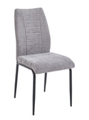 Set Of 2 Anna Upholstered Dining Chairs Black Metal Legs,Light Grey Fabric-CH79LG - Aspect Furniture Store