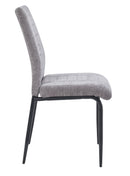 Set Of 2 Anna Upholstered Dining Chairs Black Metal Legs,Light Grey Fabric-CH79LG - Aspect Furniture Store