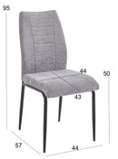 Set Of 2 Anna Upholstered Dining Chairs Black Metal Legs,Light Grey Fabric-CH79LG - Aspect Furniture Store