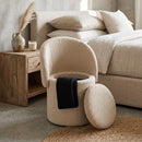 Beth Boucle Dressing Table Storage Stool, Beige-CH80BG - Aspect Furniture Store