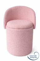 Beth Boucle Dressing Table Storage Stool, Pink-CH80PK - Aspect Furniture Store