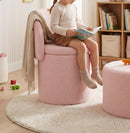 Beth Boucle Dressing Table Storage Stool, Pink-CH80PK - Aspect Furniture Store