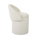 Beth Boucle Dressing Table Storage Stool, White-CH80W - Aspect Furniture Store