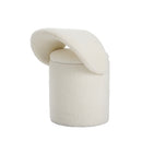 Beth Boucle Dressing Table Storage Stool, White-CH80W - Aspect Furniture Store