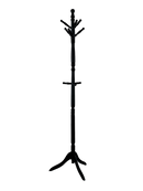 Cleo Wooden Coat Stand with 9 Hooks-Solid Wood in Black Finish