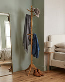 Cleo wooden tree with 9 hooks-Solid Wood in Oak Finish