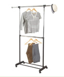 Adjustable 2-Rod Garment Rack, Black and Chrome
