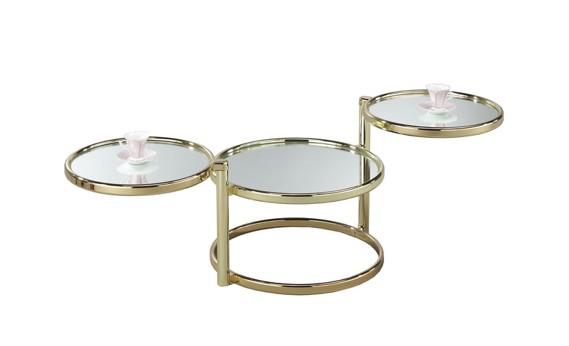 Eternity Coffee Table with Swivel Motion, Metal Brass/Mirror