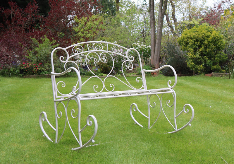 Salvora Metal Rocking Garden Bench, Antique White-GF10W-KD