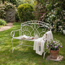 Salvora French Style Folding Metal Garden Bench, Antique White-GF11W - Aspect Furniture Store