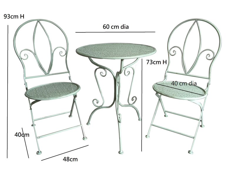 French Style Metal Bistro Set,Avignon Bistro Set,Sage Green