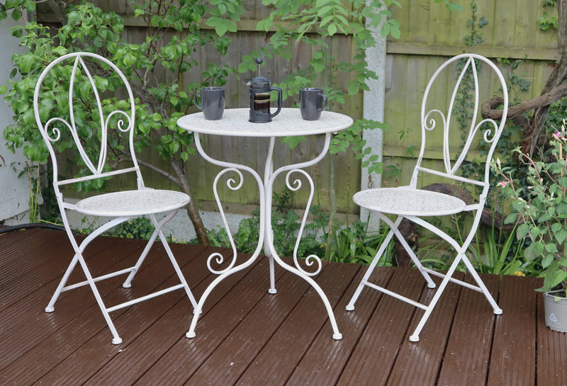 French Style Metal Bistro Set,Avignon Bistro Set, Antique White