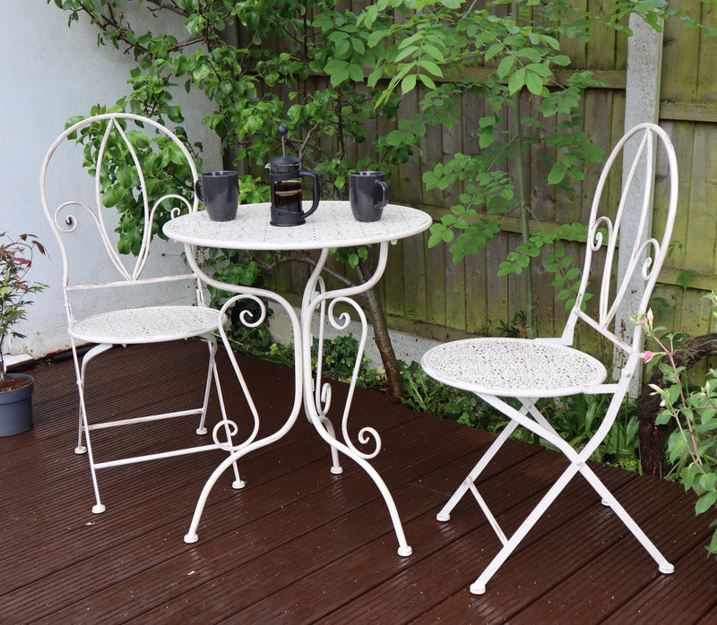 French Style Metal Bistro Set,Avignon Bistro Set, Antique White