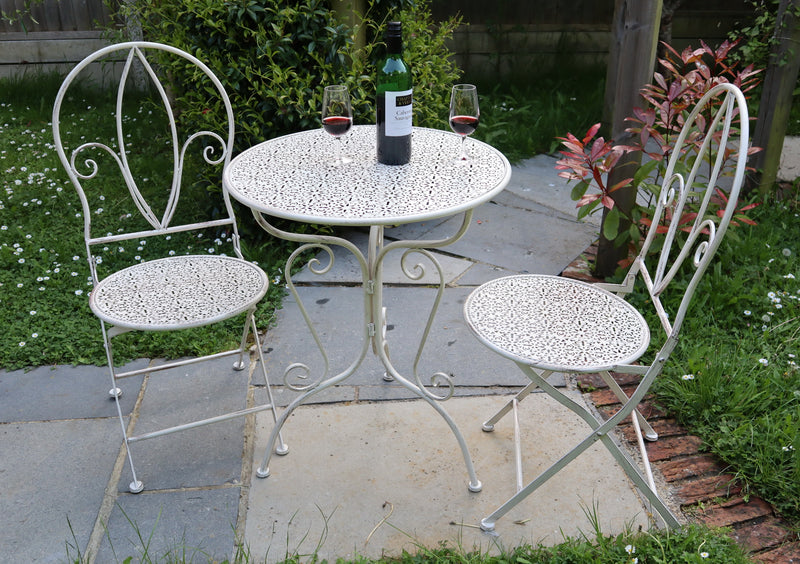 French Style Metal Bistro Set,Avignon Bistro Set, Antique White