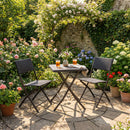 Ivy Folding Garden Balcony 3 Pieces Rattan Bistro Set ,Brown-GF15BR - Aspect Furniture Store