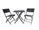 Ivy Folding Garden Balcony 3 Pieces Rattan Bistro Set ,Brown-GF15BR - Aspect Furniture Store