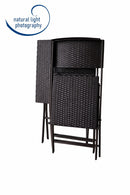Ivy Folding Garden Balcony 3 Pieces Rattan Bistro Set ,Brown-GF15BR - Aspect Furniture Store