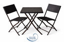 Ivy Folding Garden Balcony 3 Pieces Rattan Bistro Set ,Brown-GF15BR - Aspect Furniture Store