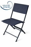 Ivy Folding Garden Balcony 3 Pieces Rattan Bistro Set ,Grey-GF15GY - Aspect Furniture Store
