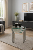 Arena Set of 3 Nesting Tables-Clear
