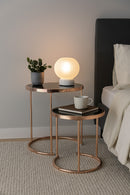Visio Set of 2 Round Nesting Tables- Black Glass Top/Copper Frame