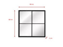 Square Window Wall Mirror, Metal Window Pane Mirror, Black, 60 x 2 x 60 cm