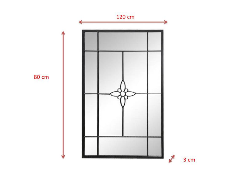 Cathedral Style Black Metal Window Mirror