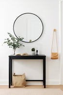 Studio Round Wood Accent Wall Mirror, Black