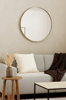 Studio Round Wood Accent Wall Mirror, Large, Antique Champagne Silver