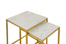Marche Marble Nest of 2 Tables in White with Gold Metal Bases