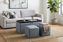 Carey Storage Bench With 2 Side Ottomans,Grey
