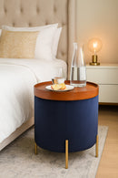 Valentine Ottoman With Tray Top, Blue Velvet