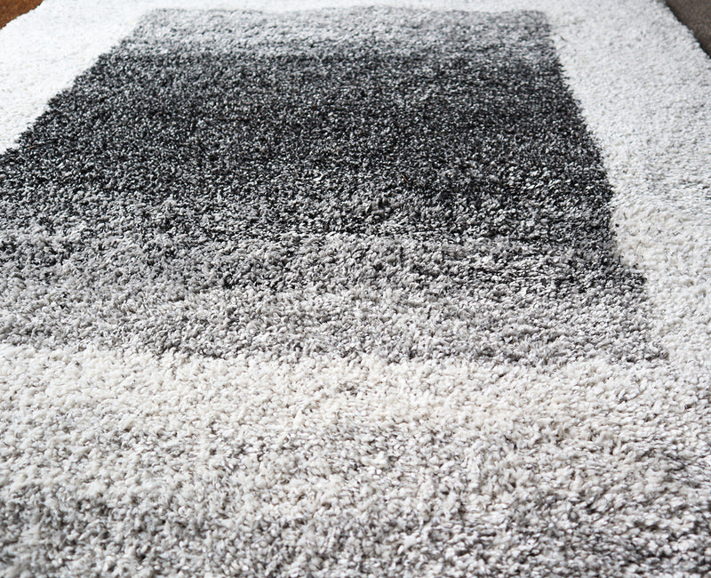 Silver Nugget, Contemporary Boxes Pattern, Minimalist Design Rug,Black/Grey/White