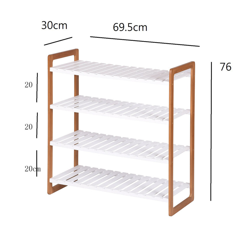 4 Tier Wooden Shoe Rack With Bamboo Frames