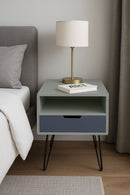 Viola Hairpin Leg Side Table With Drawer, Grey