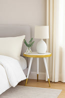 Gallieni Round GENUINE Marble End Table,White
