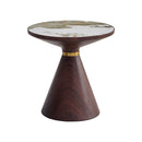 Hattie Round Walnut Sintered Stone Side Table,50cm Dia,Pandora/Walnut - Aspect Furniture Store