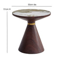 Hattie Round Walnut Sintered Stone Side Table,50cm Dia,Pandora/Walnut - Aspect Furniture Store