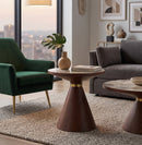 Hattie Round Walnut Sintered Stone Side Table,50cm Dia,Pandora/Walnut - Aspect Furniture Store