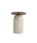 Frankie Modern Glass Top Circle Center Side Table,Smoke Grey/Beige,39.5cm Dia - Aspect Furniture Store