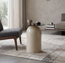 Frankie Modern Glass Top Circle Center Side Table,Smoke Grey/Beige,39.5cm Dia - Aspect Furniture Store