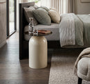 Frankie Modern Glass Top Circle Center Side Table,Smoke Grey/Beige,39.5cm Dia - Aspect Furniture Store