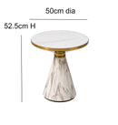 Modern Polly Pillar Side Table in White & Gold with Sintered Stone Top,Snow White/White - Aspect Furniture Store