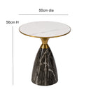 Modern Tillie Pillar Side Table in Black & Gold with Sintered Stone Top,Snow White/Black - Aspect Furniture Store