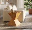 Solid Wood Talia Twisted Hourglass Design Side Table,Oak - Aspect Furniture Store
