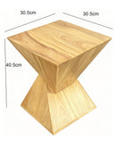 Solid Wood Talia Twisted Hourglass Design Side Table,Oak - Aspect Furniture Store