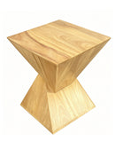 Solid Wood Talia Twisted Hourglass Design Side Table,Oak - Aspect Furniture Store